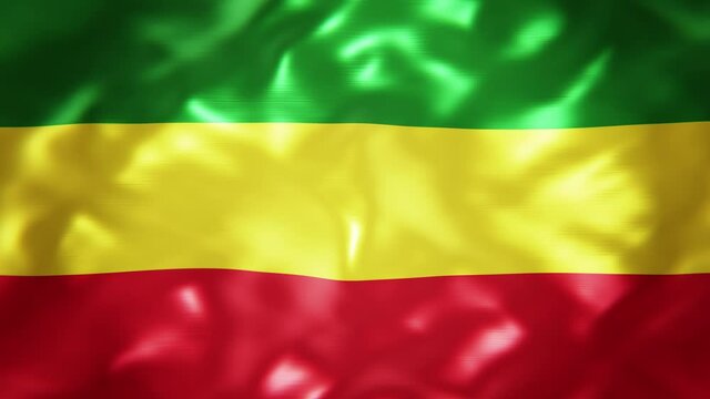 Realistic looping 3D animation of the Rastafarian flag rendered in UHD