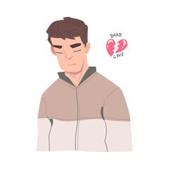 Frustrated Man with Broken Heart Feeling Agony Because of Unhappy Love Vector Illustration