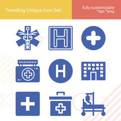 Simple set of asylum related filled icons.