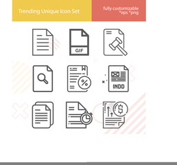 Simple set of specification related lineal icons.
