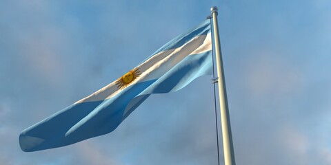 3d rendering of the national flag of the Argentina