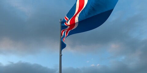 3d rendering of the national flag of the Iceland