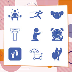 Simple set of 9 icons related to love