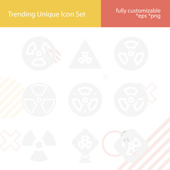 Simple set of alpha ray related filled icons.