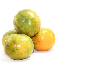 Thailand tangerine on a white background with high vitamin C, suitable for eating, playing and making fruit smoothies for health and body care.