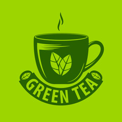 Green tea logo design template. Vector illustration