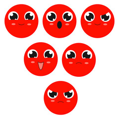 Set of Red Nose emoticons. Vector cartoon illustrations.