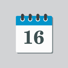 Icon calendar page day, template calendar date 16