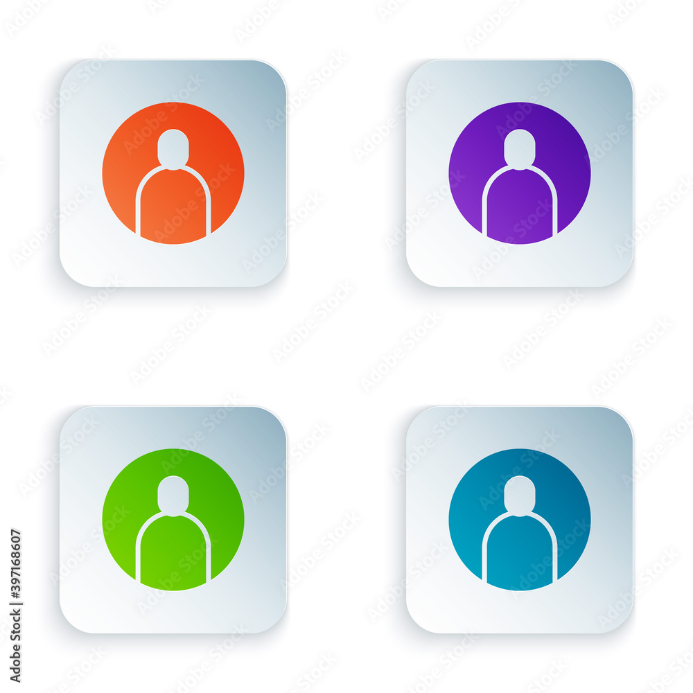 Poster color create account screen icon isolated on white background. set colorful icons in square buttons.