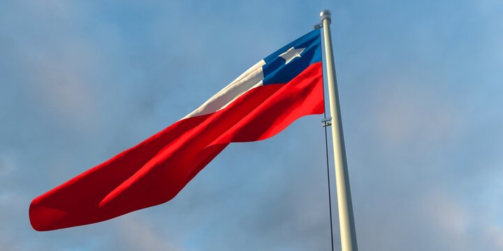 3d rendering of the national flag of the Chile