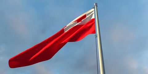 3d rendering of the national flag of the Tonga