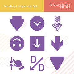 Simple set of lowered related filled icons.