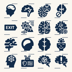 Simple set of unconscious related filled icons.