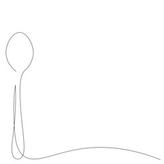 Spoon silhouette one line drawing vector illustration