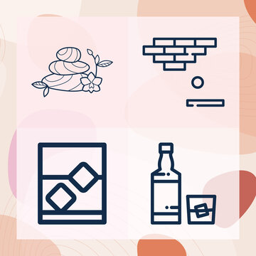 Simple set of rocks related lineal icons