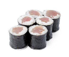 Maki sushi roll with tuna isolated on white