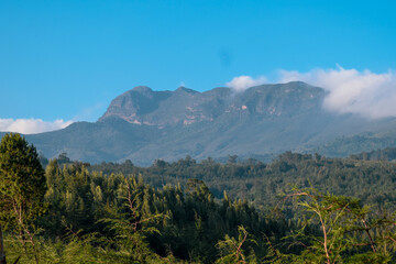 Scenic mountain landscapes against sky in rural Kenya
