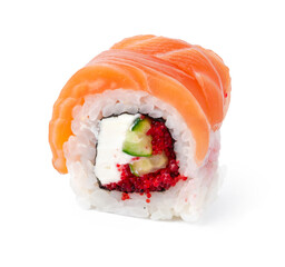 Philadelphia sushi roll isolated on white background