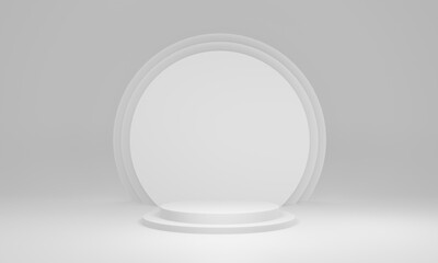 3D White geometric stage mockup