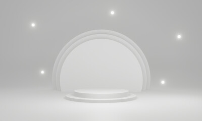 3D White geometric stage mockup