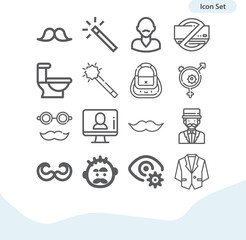 Simple set of manhood related lineal icons.