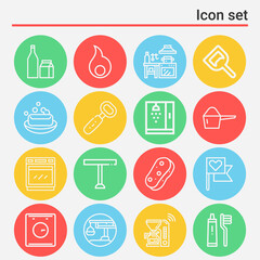 16 pack of sink  lineal web icons set