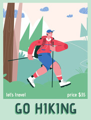 Vector poster of Go Hiking and Lets travel concept