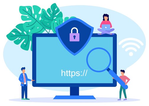 Illustration vector graphic cartoon character of domain security