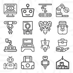 16 pack of monster  lineal web icons set
