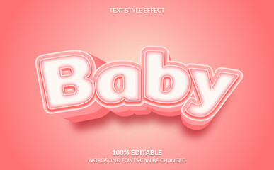 Editable text effect Baby Text Style