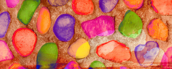 Rainbow LGBTQ or gay pride flag on stone wall texture. Abstract background for design. LGBT color bokeh festive background. rainbow colorful abstract graphic for bright design. 