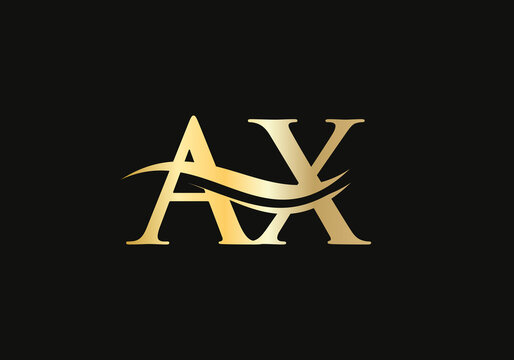 Creative and Minimalist Letter AX Logo Design with water wave concept. AX letter logo design