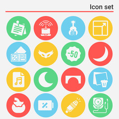 16 pack of half  filled web icons set