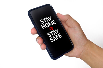 Covid 19 news and alert on a smartphone screen (white background)