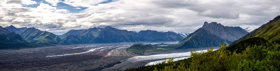 Nature of Wrangell-St. Ellias National Park, Alaska, USA. Donoho peak panorama.