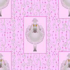 The stylized image of a lamb. Humor. Seamless pattern. Vector graphics