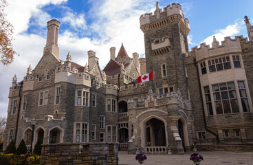 Fototapeta na wymiar An aspect of a grand Gothic revival mansion in Toronto