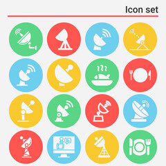 16 pack of radio telescope  filled web icons set