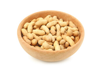 Bowl with peanut isolated on white background