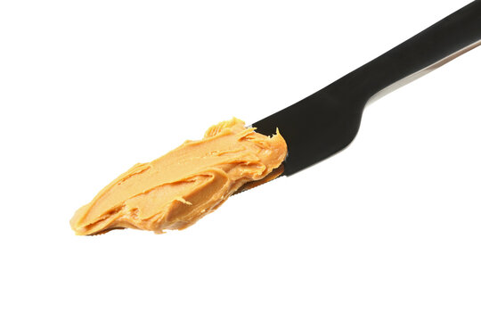 Knife With Peanut Butter Isolated On White Background