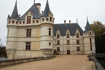 renaissance castle in azay-le-rideau in france