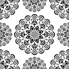 Circular pattern in form of mandala for Henna, Mehndi, tattoo, decoration. Decorative ornament in ethnic oriental style. Coloring book page.