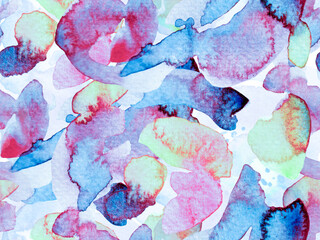 Watercolor leaves Seamless Pattern.