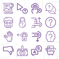 16 pack of ask  lineal web icons set