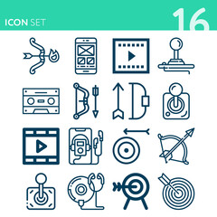 Simple set of 16 icons related to soccer players