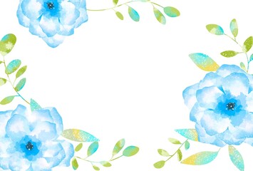 Fototapeta premium 優しいタッチのアネモネとユーカリのフレーム