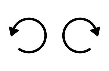 Rotate clockwise and counterclockwise or redo and undo action line art vector icon for apps and websites