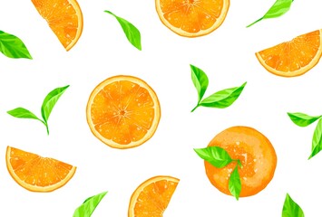瑞々しいオレンジのイラスト