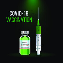 Coronavirus vaccine vector background. Vaccine and syringe injection, treatment from corona virus infection, novel coronavirus disease 2019, COVID-19,nCoV 2019