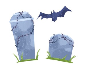 ハロウィンの蝙蝠の飛ぶお墓